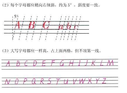 26个英文字母大小写正规写法(英语26个字母四线三格尺度写法)